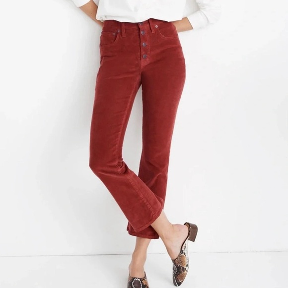 Madewell Demi Boot Cut Rust Corduroy Size 25 - Picture 1 of 13